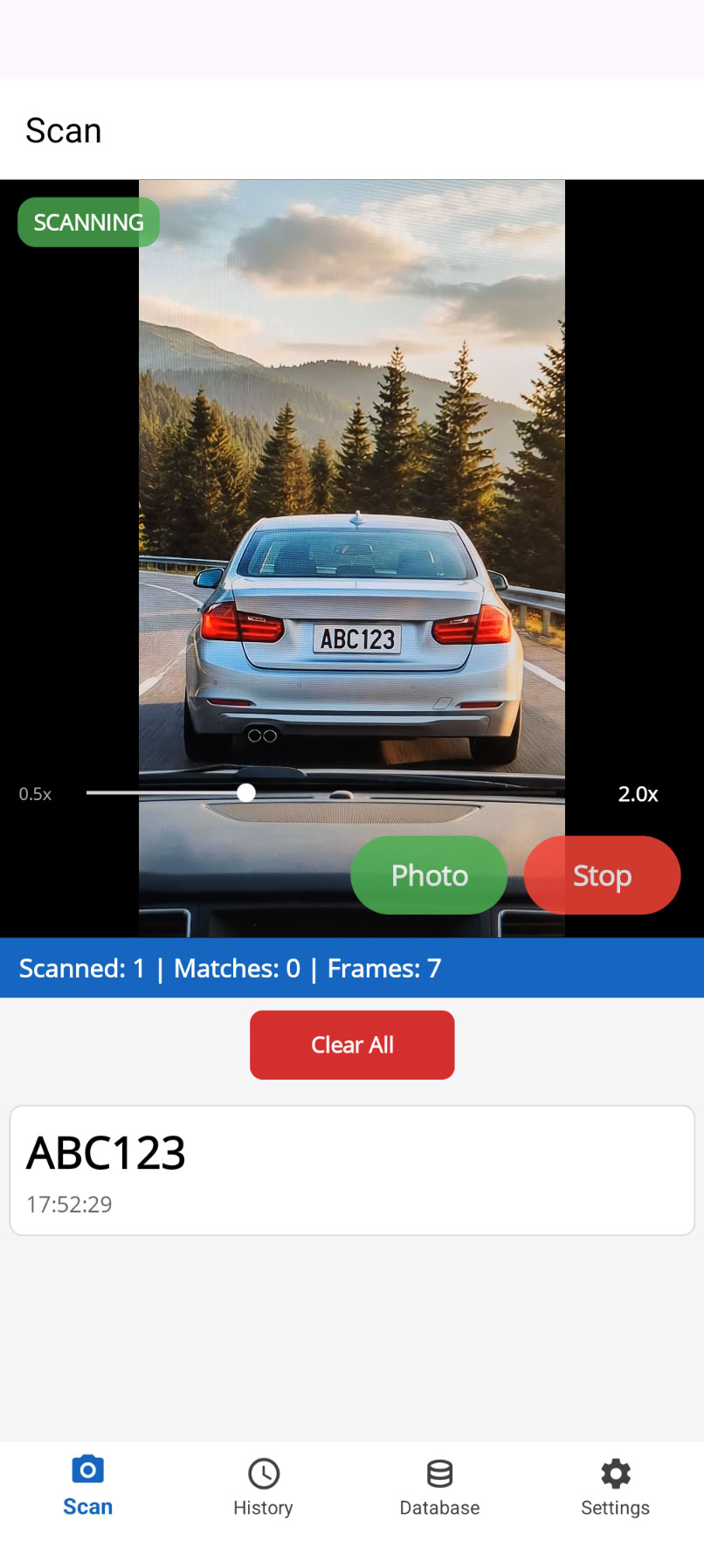 Scan screen in normal mode with clean plate detected